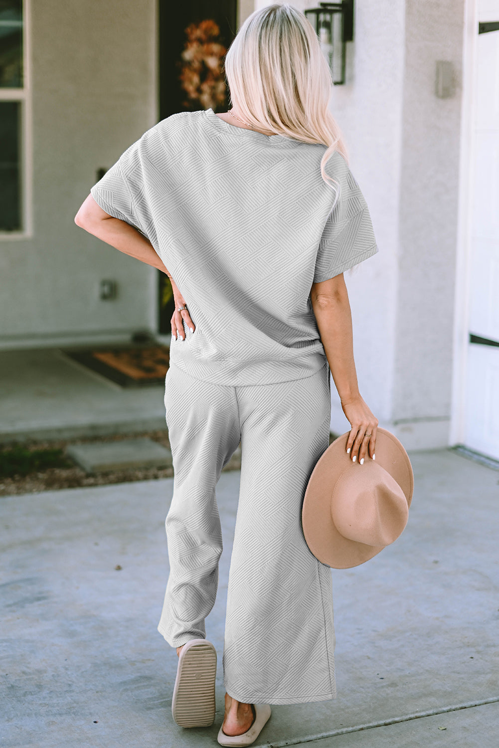 Textured Loose Fit T-Shirt & Drawstring Pants Set | Ultimate Comfort & Style