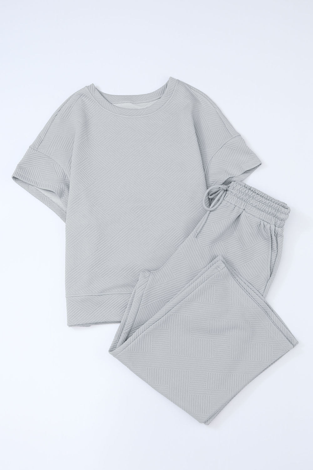 Textured Loose Fit T-Shirt & Drawstring Pants Set | Ultimate Comfort & Style