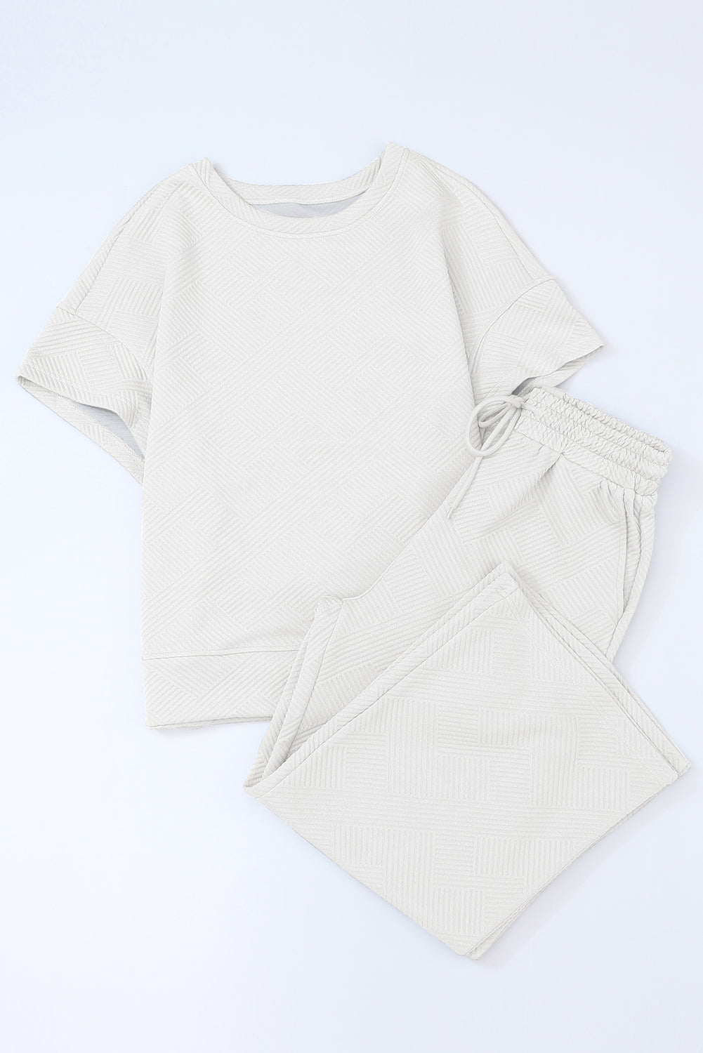 Textured Loose Fit T-Shirt & Drawstring Pants Set | Ultimate Comfort & Style