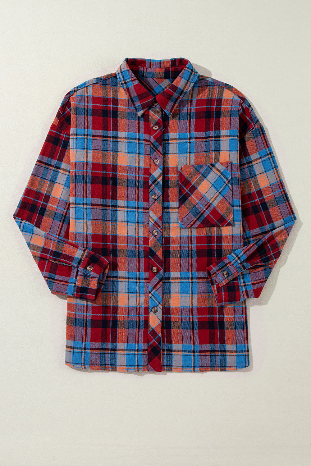 Orange Plaid Print Loose Vintage Shirt