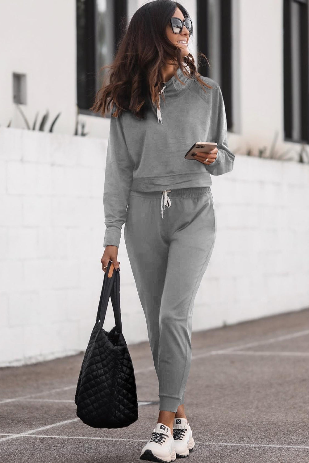 Drawstring Hoodie & High Waist Pants Lounge Set | Trendy & Versatile