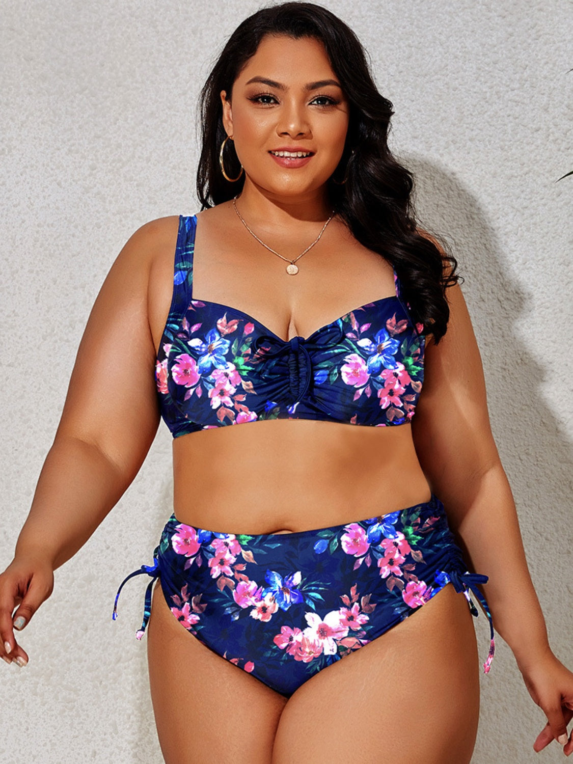 Plus Size Printed Wide Strap Two-Piece Swim Set